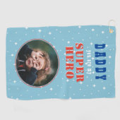 Papa mijn superheld Fun Fotovaders dag Golfhanddoek (Horizontaal)