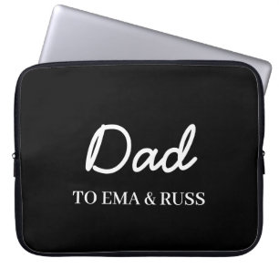 Papa Moderne Kinderen Namen Vaderdag Zwart Laptop Sleeve