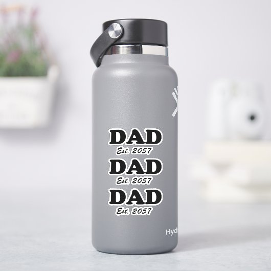 Papa moderne typografie op maat vastgestelde datum sticker (HydroFlask)