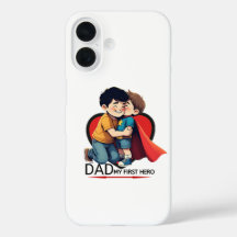 Papa Mon premier héros iPhone 16 Coque Mignonne Fê