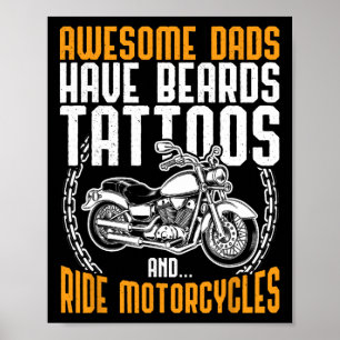 Papa Motorfiets Fathers Day Gift Funny Tat Poster
