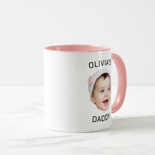 Papa, Mug Cadeau, Mug Visage Personnalisé, Bébé Pe (Devant droit)