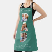 Papa multi photo moderne typographie tablier vert (Insitu)