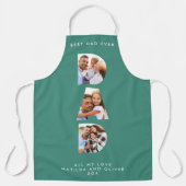 Papa multi photo moderne typographie tablier vert (Recto)