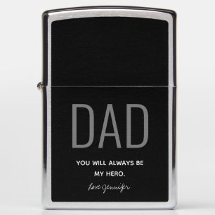 Papa My Hero Quote Black