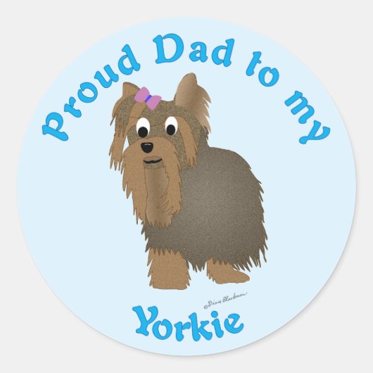 Papa naar mijn Yorkie Ronde Sticker (Voorkant)