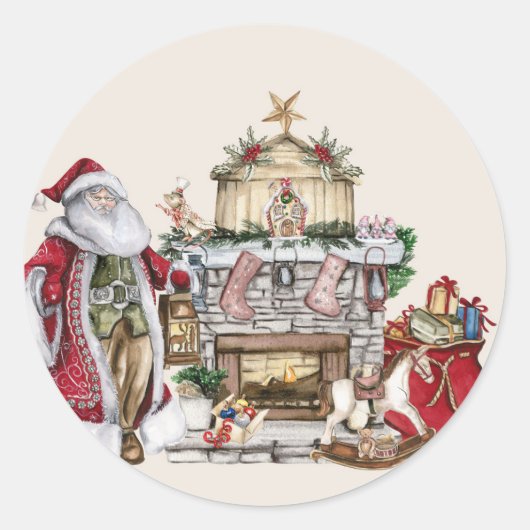 papa noel ronde sticker (Voorkant)