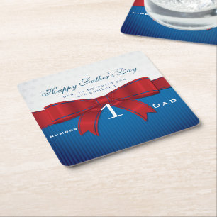 Papa nummer één in mijn wereld personaliseren vierkante kartonnen onderzetter