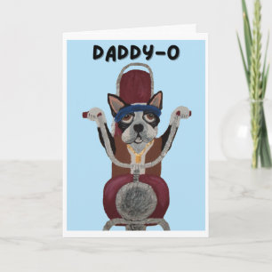 Papa-O Boston Terrier Biker op motorfiets Kaart