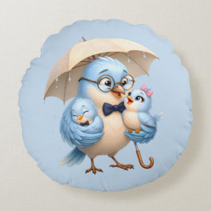 Papa Oiseau Coussin Rond Housse Décor Familial