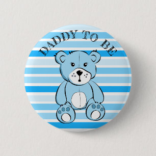 Papa om Blue Teddy Bear Baby shower Button te zijn