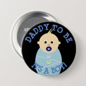 Papa om de blauwe Button van Baby Boy Baby shower  (Voorkant /achterkant)