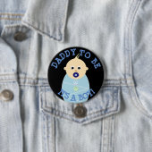 Papa om de blauwe Button van Baby Boy Baby shower  (In situ)