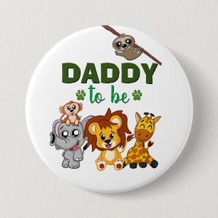 Papa om vader te worden Oerwoud Safari Baby shower Ronde Button 7,6 Cm