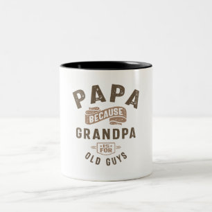 Papa omdat opa voor oude jongens is tweekleurige koffiemok