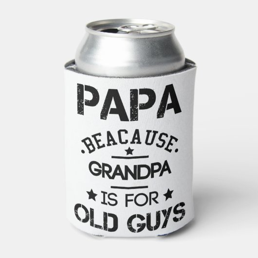 Papa omdat opa voor oude jongens vaderdag G Blikjeskoeler (Blikje Voorkant)