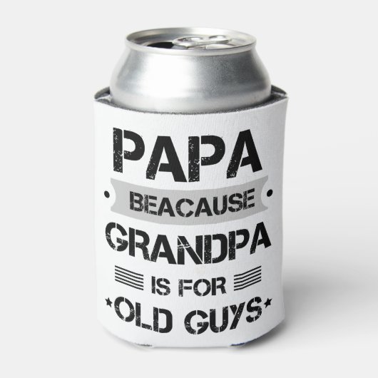 Papa omdat opa voor oude jongens vaderdag is blikjeskoeler (Blikje Voorkant)
