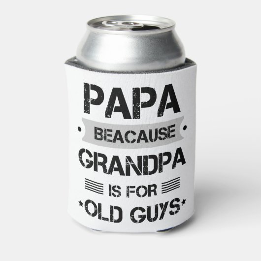 Papa omdat opa voor oude jongens vaderdag is blikjeskoeler (Blikje Achterkant)