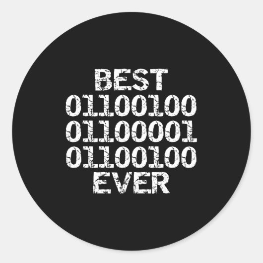 Papa ooit in binaire code software engineer vader ronde sticker (Voorkant)