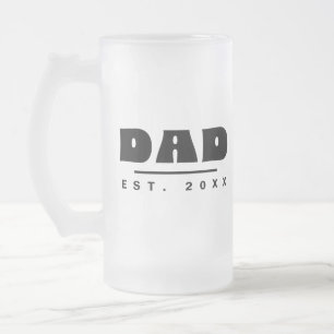 PAPA Opgericht 20XX Modern Lettertype Zwart Matglas Bierpul