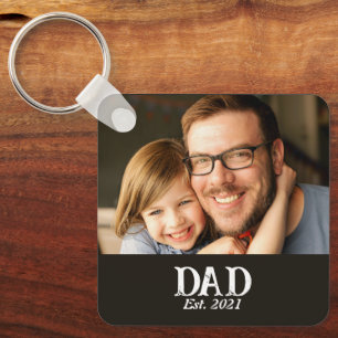 Papa Opgericht Foto Vaderdag Cadeau Sleutelhanger