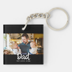 Papa Opgericht Foto Zwart Wit Sleutelhanger