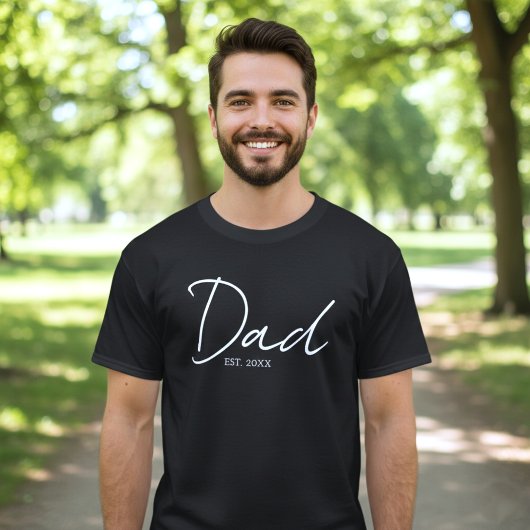 Papa Opgericht Minimal Script Zwart Wit T-shirt