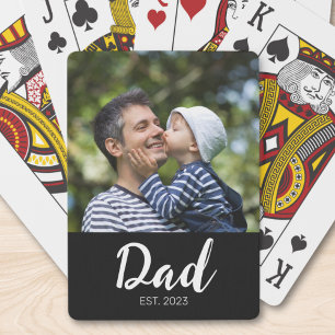 Papa Opgericht Script  Zwarte Foto  Pokerkaarten