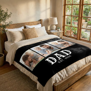 Papa Opgericht Vet Typografie Zwart 3 Foto Fleece Deken