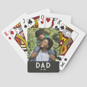 Papa Opgericht Zwarte Foto Cadeau Vaderdag Pokerkaarten