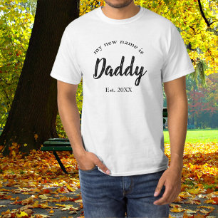 Papa Oprichtingsjaar Zwart Nieuwe Baby Aankondigin T-shirt