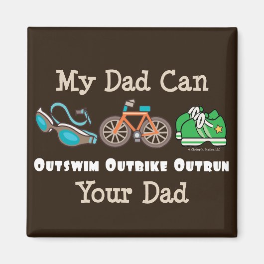 Papa Outswim Outbike Outrun Triathlon Magnet (Devant)