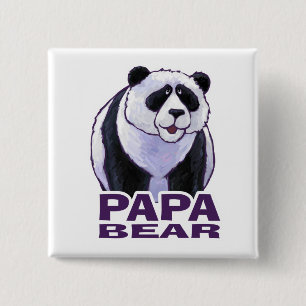 Papa Panda Beer Vierkante Button 5,1 Cm