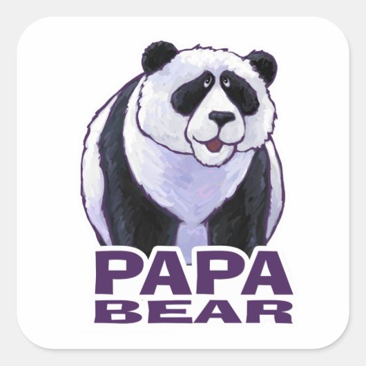 Papa Panda Beer Vierkante Sticker (Voorkant)