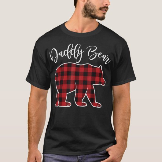 Papa Papa Beer Pyjama Rood Buffalo Kerstmis Famili T-shirt (Voorkant)