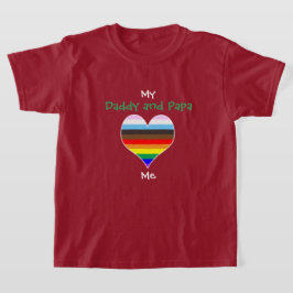 Papa/Papa Rainbow Heart T-Shirt (voor donkere kleu