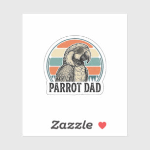 Papa Papegaai Vintage Zonsondergang Graveer Shirt Sticker