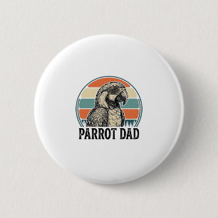 Papa papegaai vintage zonsondergang graveren shirt ronde button 5,7 cm