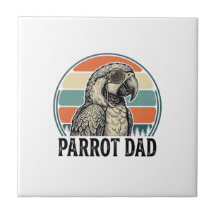 Papa papegaai vintage zonsondergang graveren shirt tegeltje