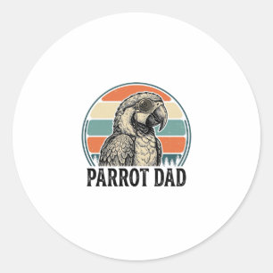 Papa papegaai vintage zonsondergang gravering shir ronde sticker