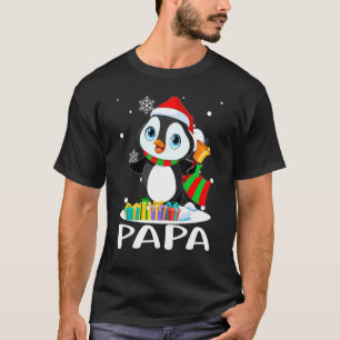Papa Penguins Santa Hat-kerstwedstrijd T-shirt
