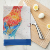 Papa Père Aquarelle Rouge Rooster Serviette de cui (Quart Plié)