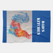 Papa Père Aquarelle Rouge Rooster Serviette de cui (Horizontal)