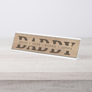 "Papa" Persoonlijke kinder namen Hout + Bruin Bureau Naambordje