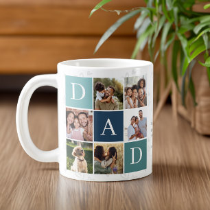 Papa Photo Square Gird Monogram & gepersonaliseerd Koffiemok