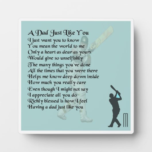 Papa Poem Plaque - Cricket Design Fotoplaat (Voorkant)