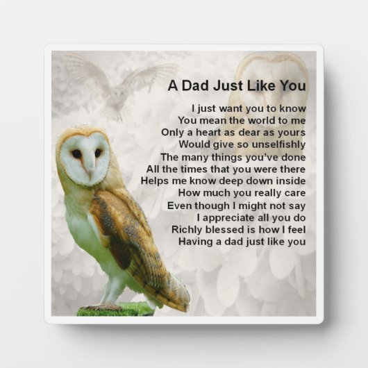 Papa Poem Plaque - Owl Design Fotoplaat (Voorkant)