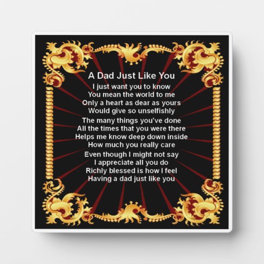 Papa Poem Plaque - Zwart design Fotoplaat (Voorkant)