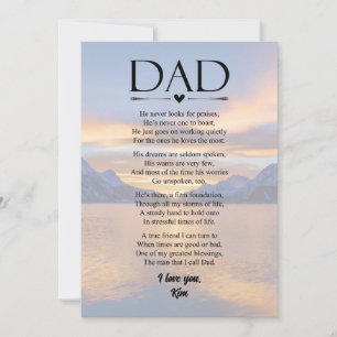 Papa Poème Carte de Fête des Pères Personnalisée