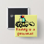 Papa politieagent Tshirts en geschenken Vierkante Button 5,1 Cm (Voorkant /achterkant)